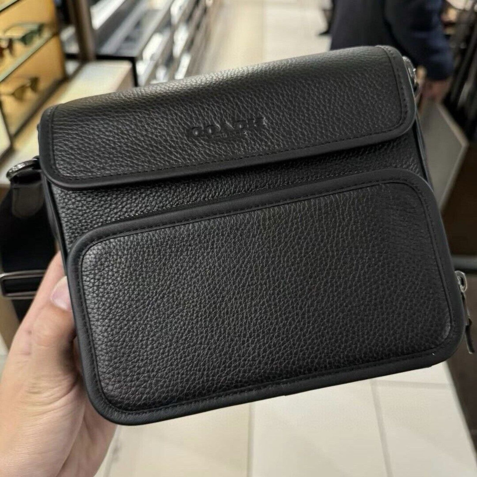 Coach NEW Coach Sullivan Leather Flap Crossbody Black Color $350 Size ONE SIZE - 7 Thumbnail