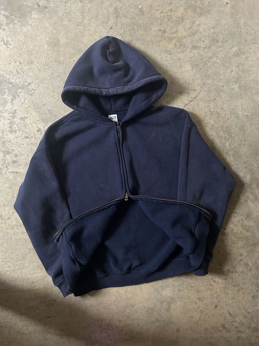 Vintage Vintage Navy Heavyweight Zip Up Hoodie — Blank Essentials Size US S / EU 44-46 / 1 - 4 Thumbnail
