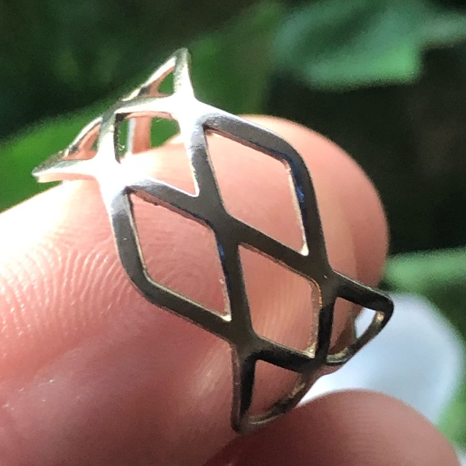Jewelry Silver plated diamond cut out pattern adjustable band ring Size ONE SIZE - 1 Thumbnail