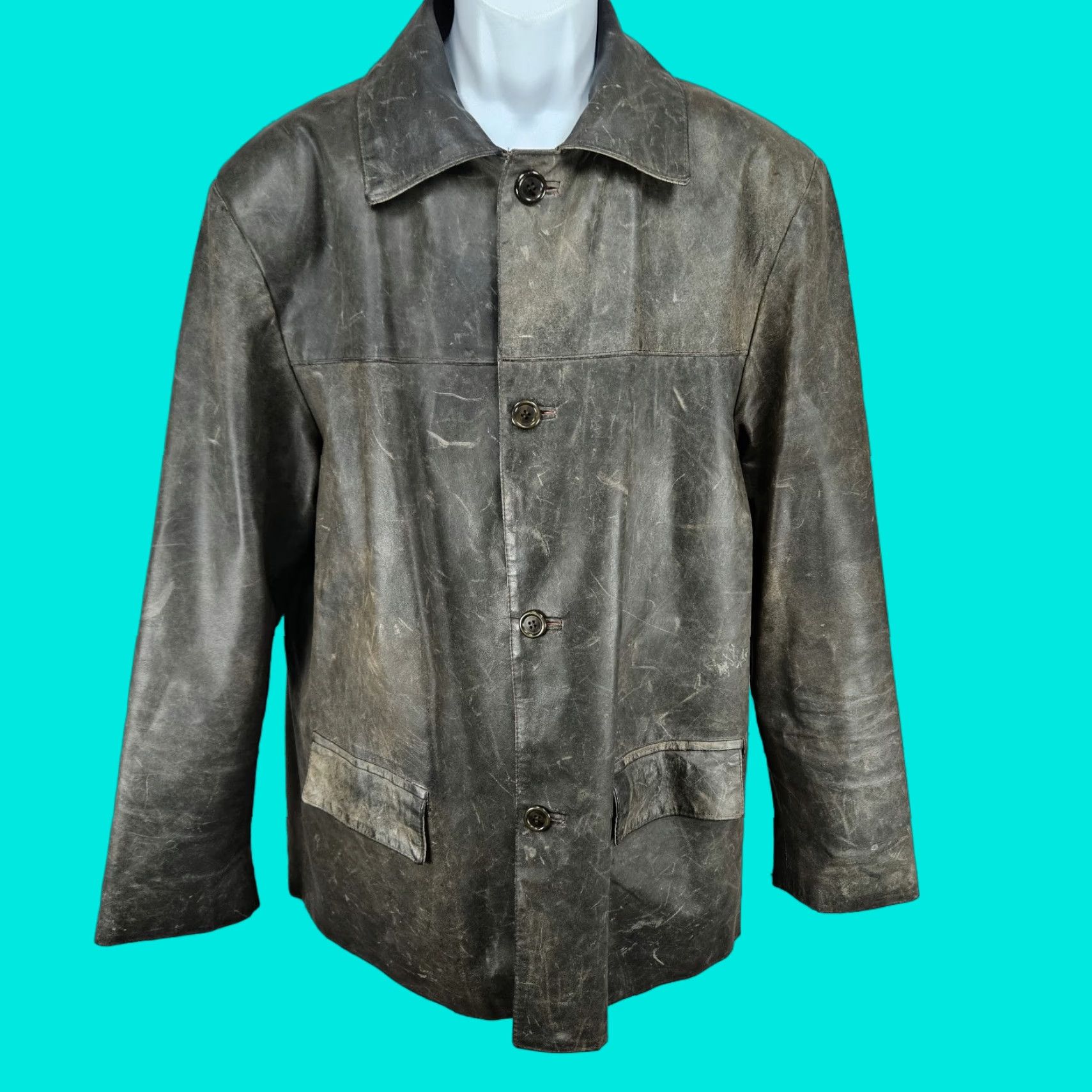Vera Pelle Vera Pelle Leather Jacket Brown Button Pocket Lined 52 US 42 Men Vintage Italy Overcoat Casual Workwear Jacket Coat Mens Size US L / EU 52-54 / 3 - 1 Thumbnail