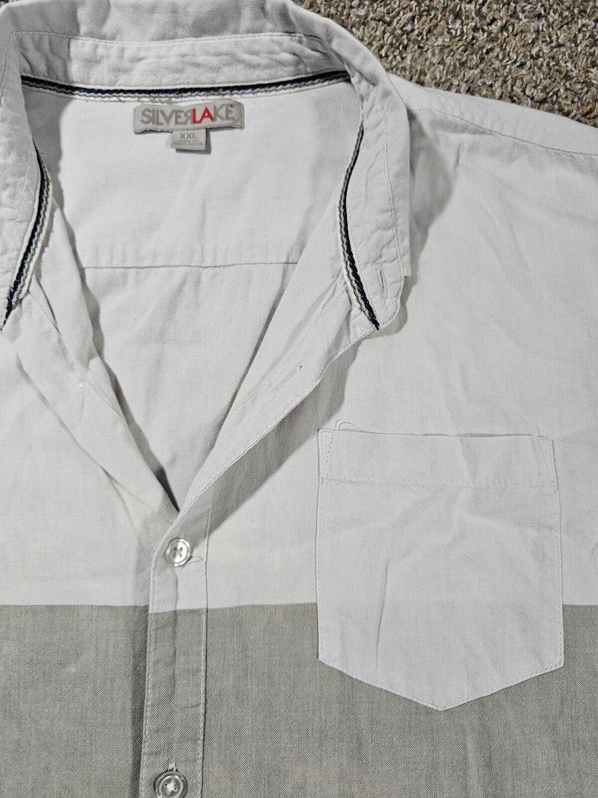 Designer SilverLake XXL Blue White Gray Colorblock Button Down Shirt Size US XXL / EU 58 / 5 - 3 Thumbnail