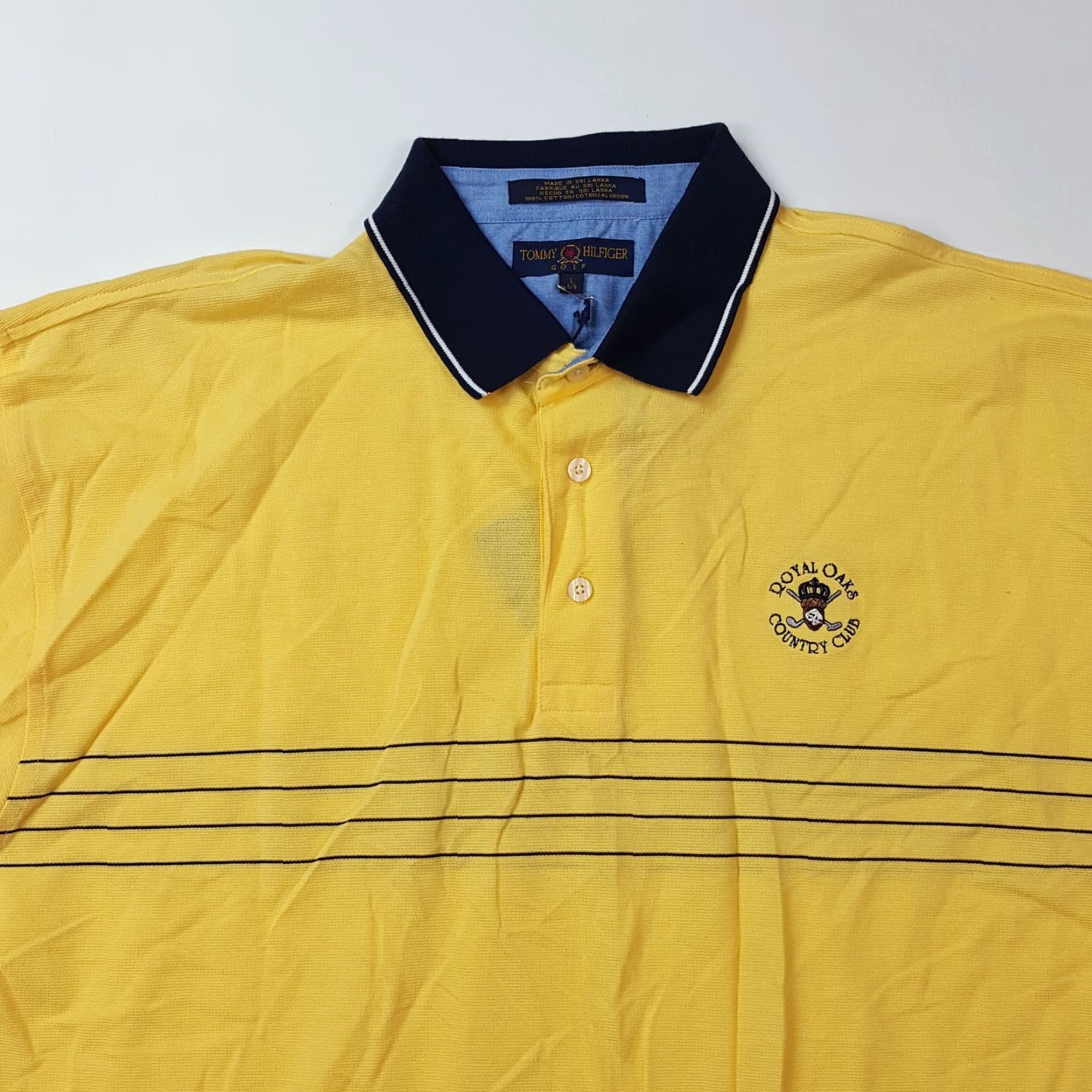 Tommy Hilfiger VINTAGE Tommy Hilfiger Golf Mens Large Yellow Polo Shirt Striped Country Club PGA 90s USA Polo Mens Size US L / EU 52-54 / 3 - 2 Thumbnail