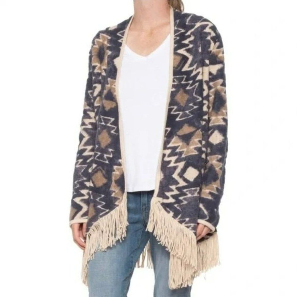 NWT New $129 Lucky Brand Aztec Print Fringed Brushed Knit C