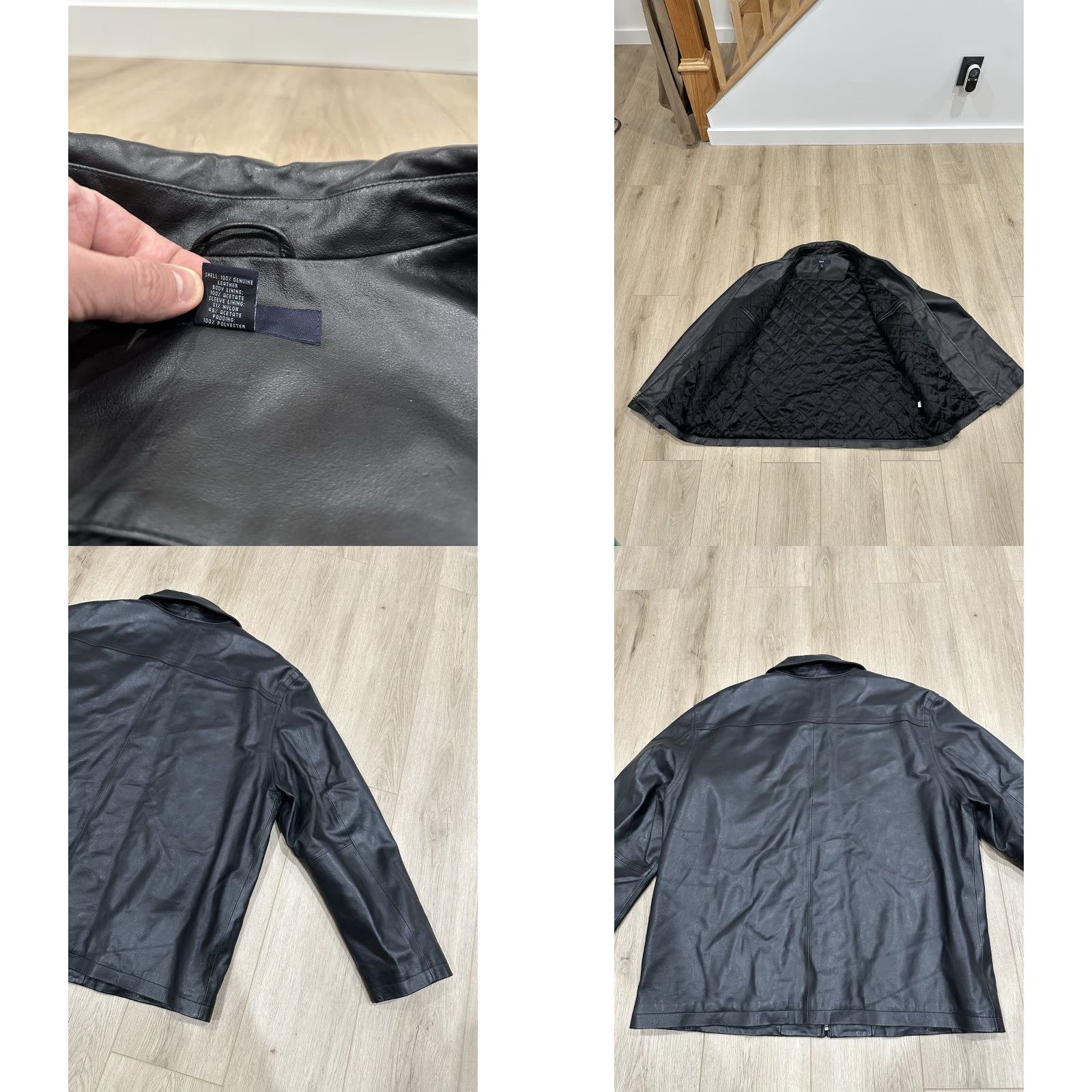 Gap VINTAGE GAP JACKET Men 2XL Leather Moto Full Zip Quilt Lined Bomber 90s Y2K Black Zip Size US XXL / EU 58 / 5 - 8 Thumbnail