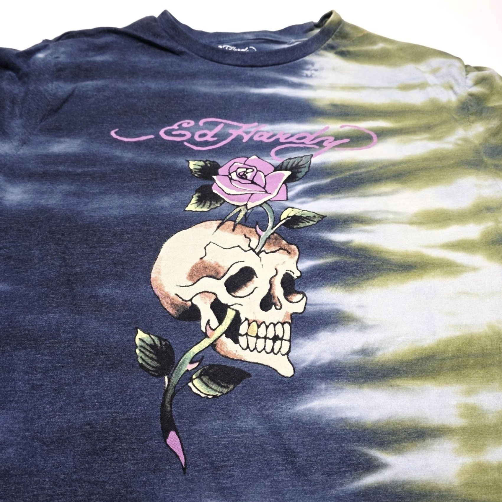 Ed Hardy VINTAGE Ed Hardy Tie Dye T Shirt Women's S/M Multicoloured Skull Graphic Print Tee Y2K Mens? Size S / US 4 / IT 40 - 3 Thumbnail