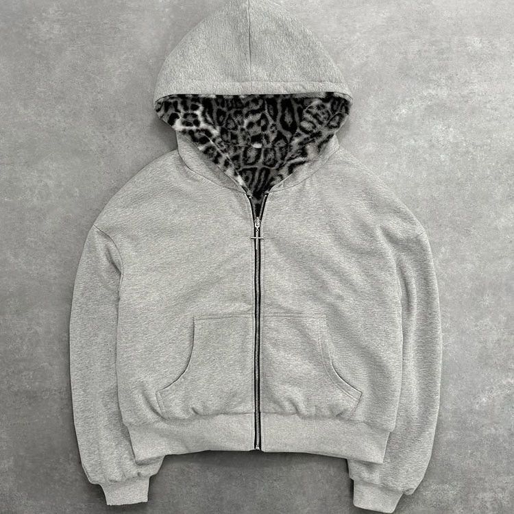 Other Unisex Zip Hoodie – Leopard Lined Interior Size M / US 6-8 / IT 42-44 - 1 Thumbnail