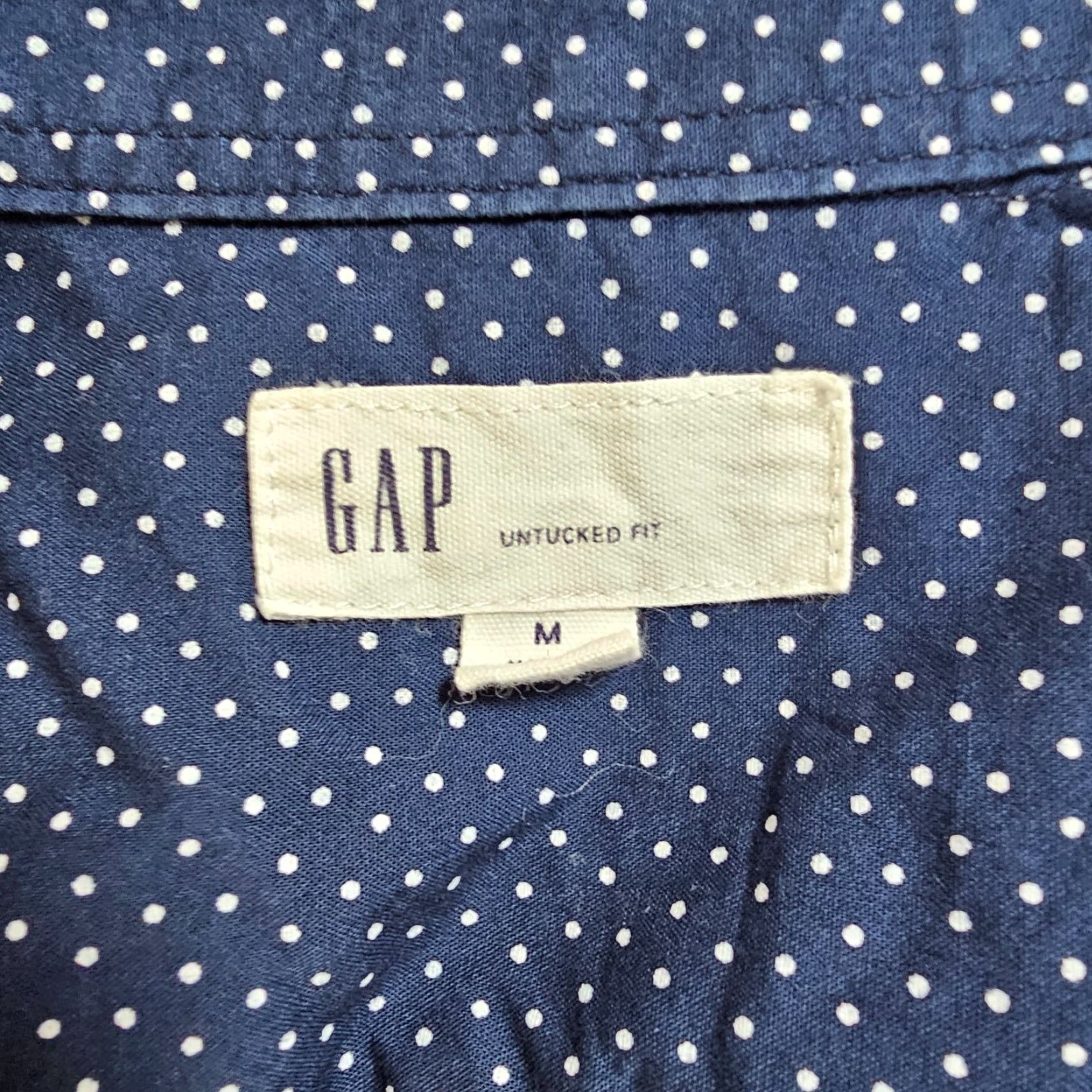 Gap Gap Button-Up Shirt Men M Navy Polka Dot Chest Pocket Long Sleeve Regular 100% Cotton Vintage No Size US M / EU 48-50 / 2 - 2 Thumbnail