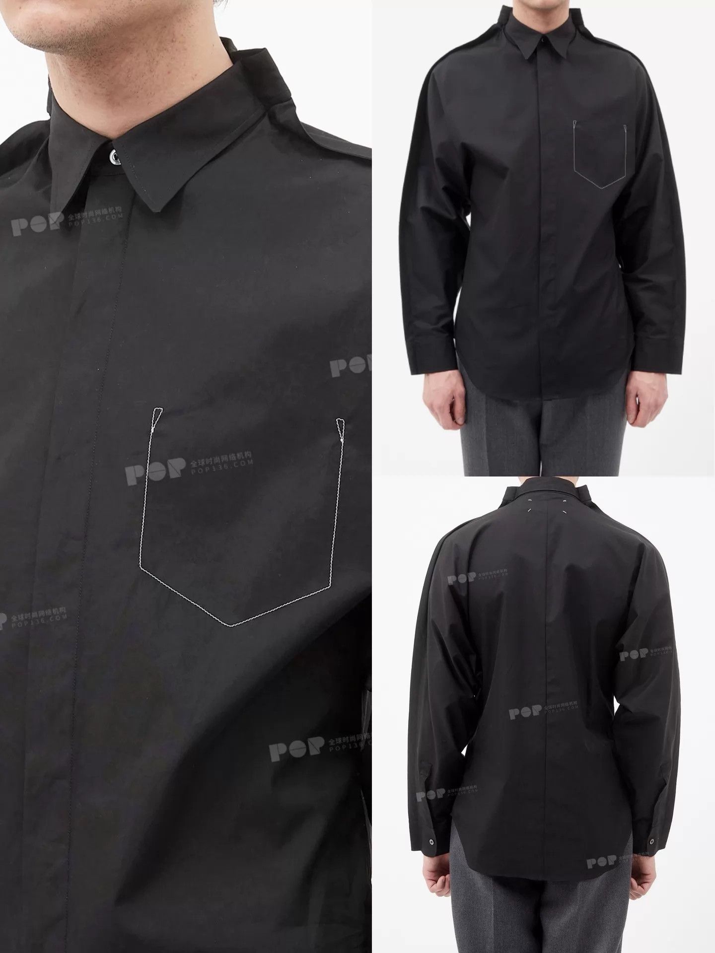 Maison Margiela Maison Margiela Topstitch Batwing Shirt Black 38 Size US S / EU 44-46 / 1 - 7 Thumbnail
