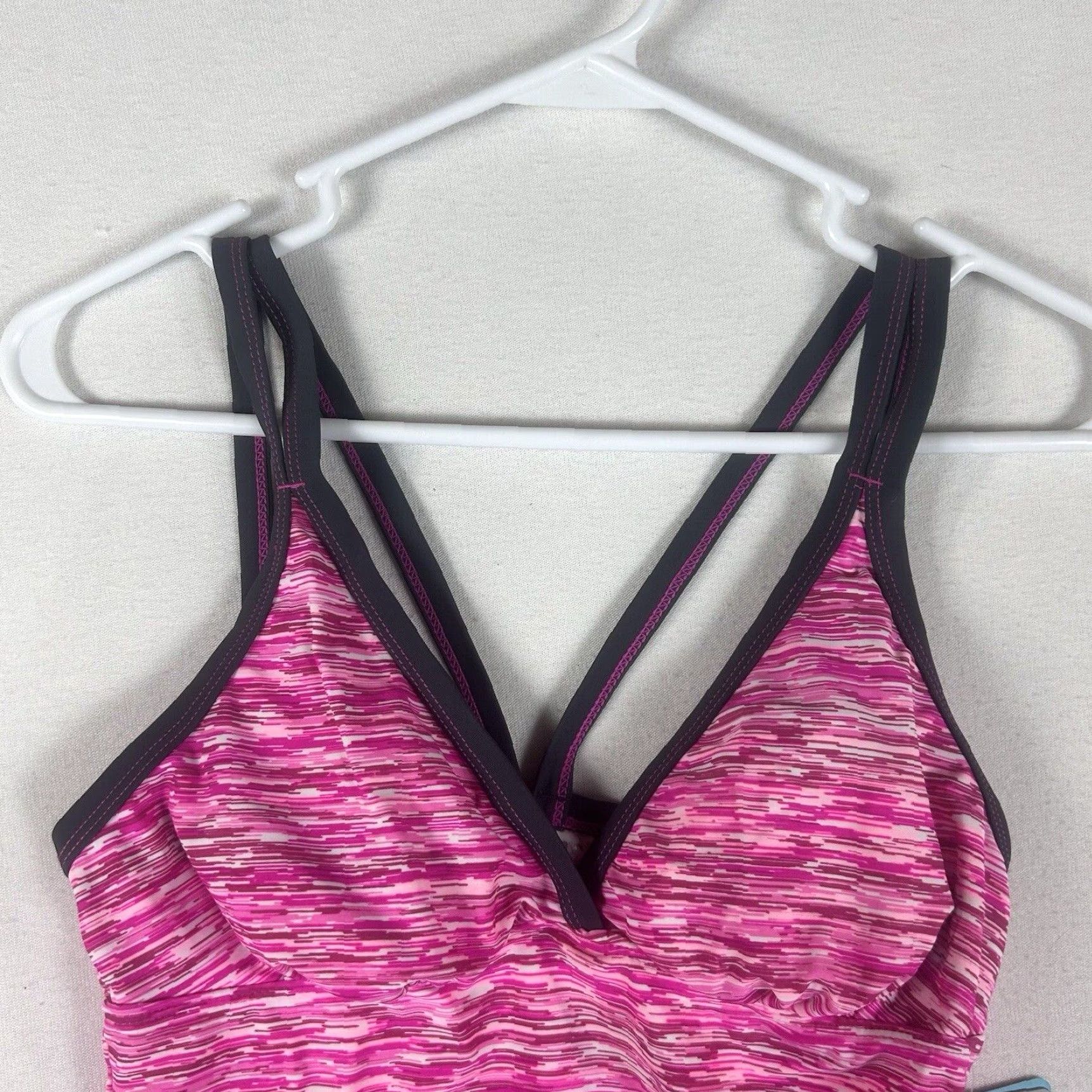Free Country Free Country Tankini Swim Top Womens S Pink Striped Padded NWT Size S / US 4 / IT 40 - 6 Thumbnail