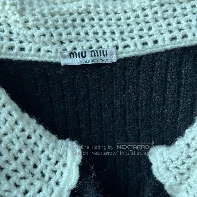 Miu Miu Miu Miu Black Wool Sweater with Intricate Collar . Size M / US 6-8 / IT 42-44 - 3 Thumbnail
