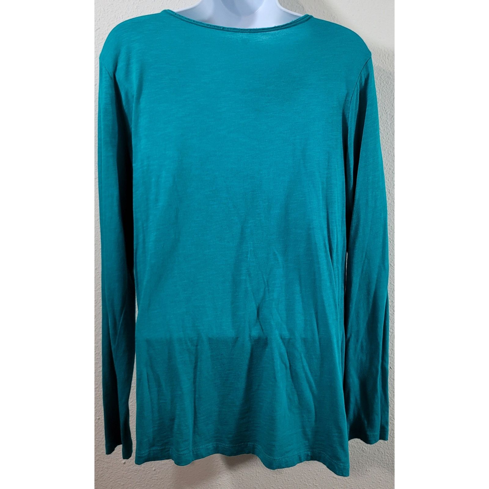 Other Cato Teal Blue Green Rolled Frayed Collar Top 18W 20W Size XXL / US 16-18 / IT 52-54 - 2 Thumbnail