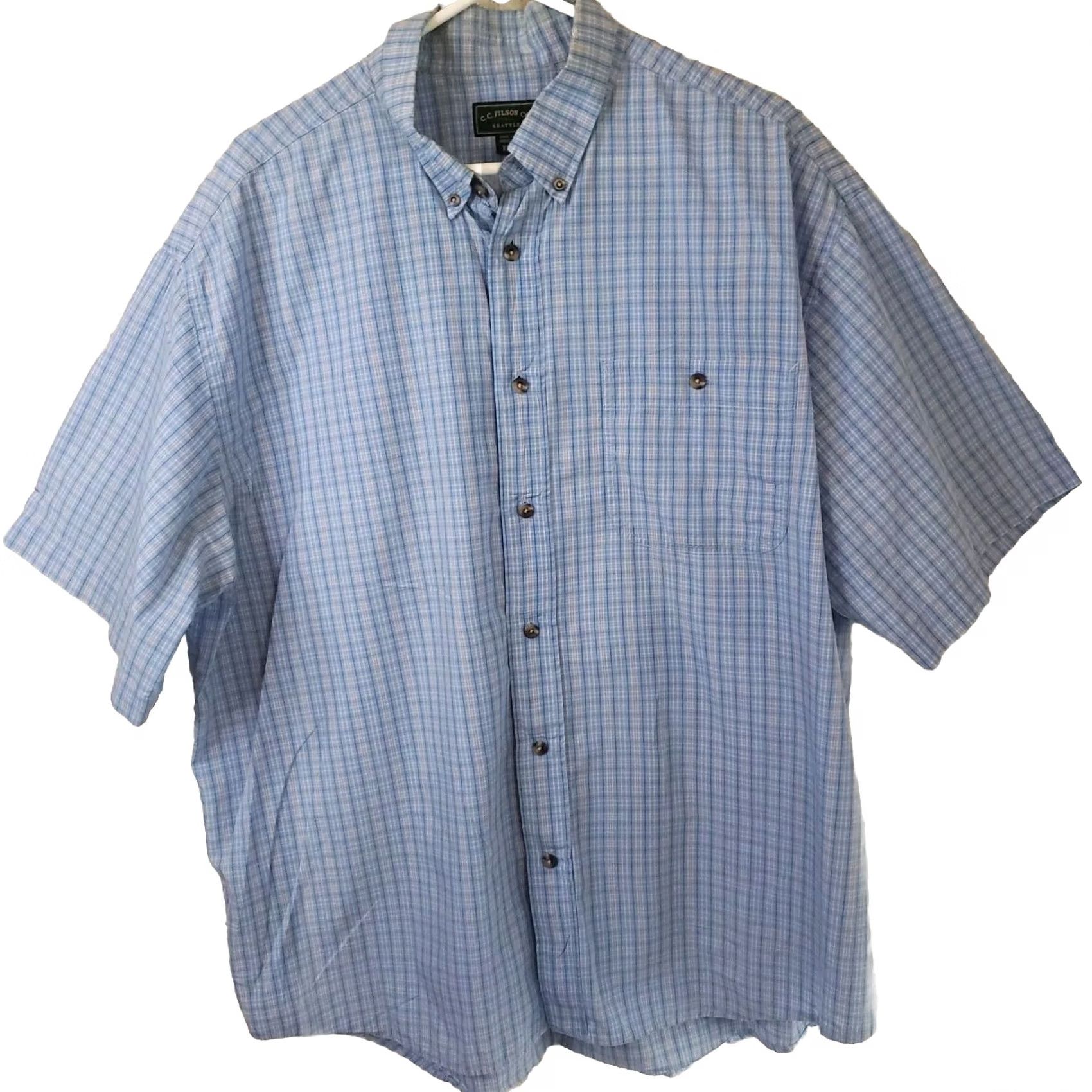 Filson Filson Men's XXL Button-Front Casual Shirt Blue Plaid Short Sleeve Size US XXL / EU 58 / 5 - 2 Thumbnail