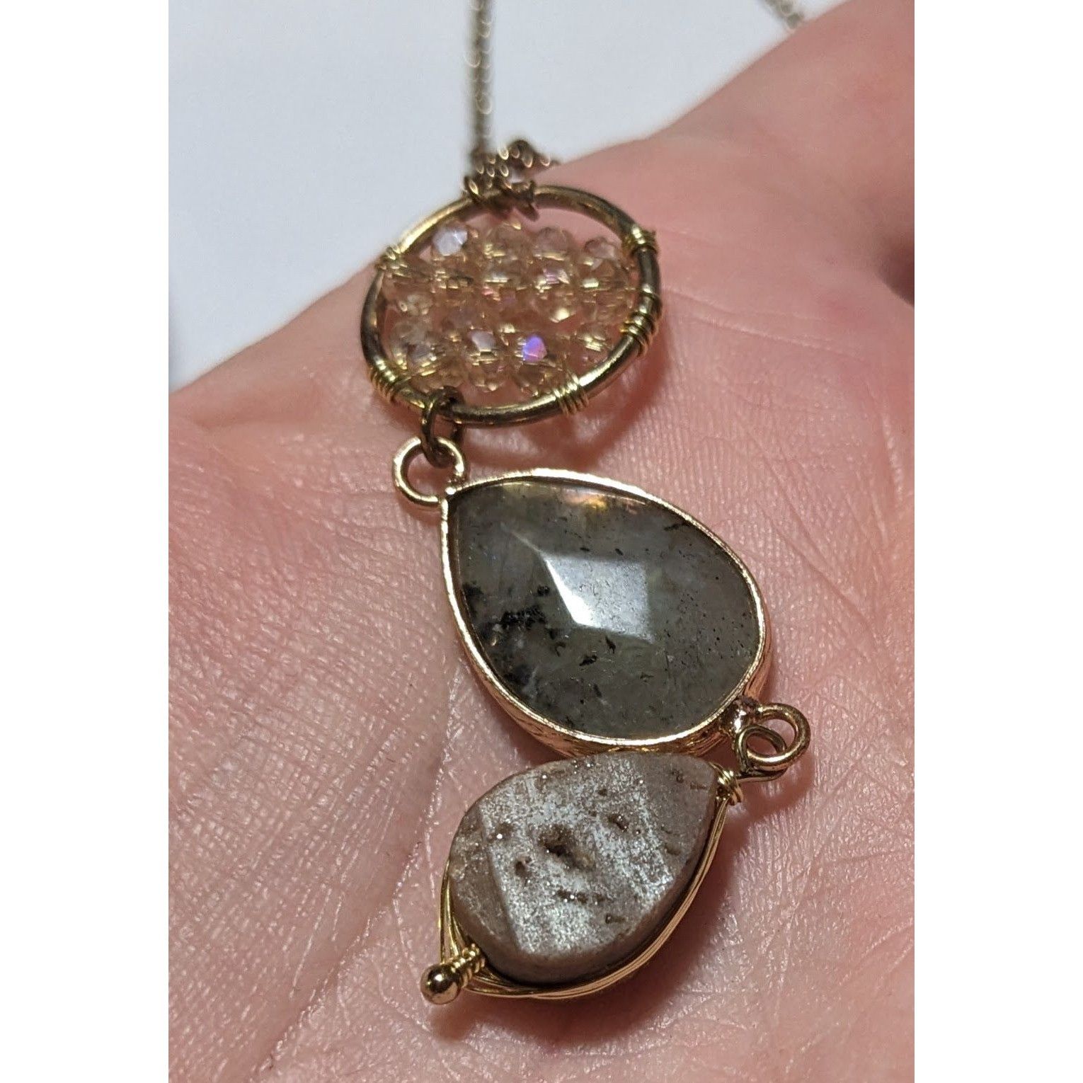 Other Gemstone Druzy Multilayer Charm Necklace Size ONE SIZE - 13 Thumbnail