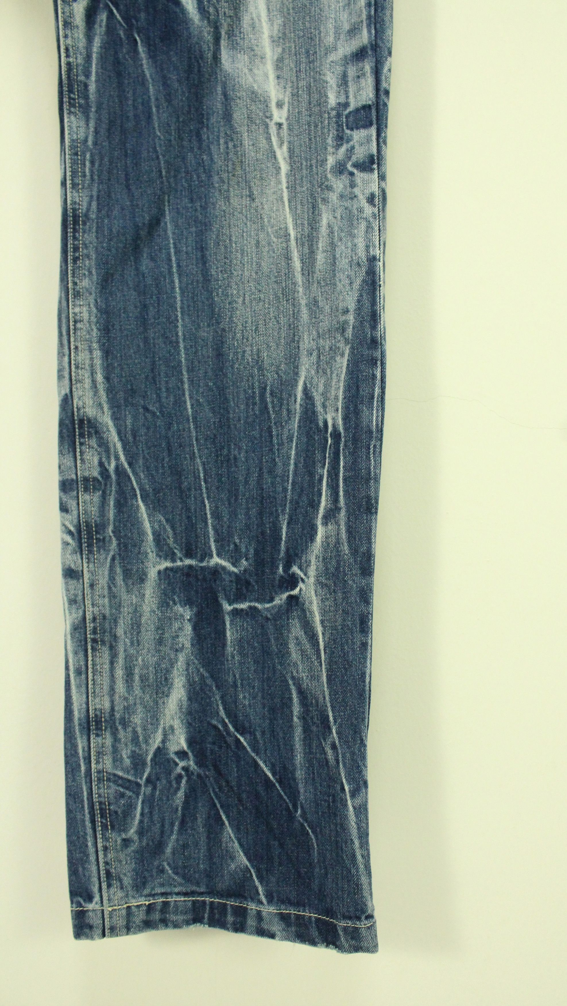 Japanese Brand Double Waist JUNGLE STORM Denim Marble Whisker Acid Washed Size US 33 - 6 Thumbnail
