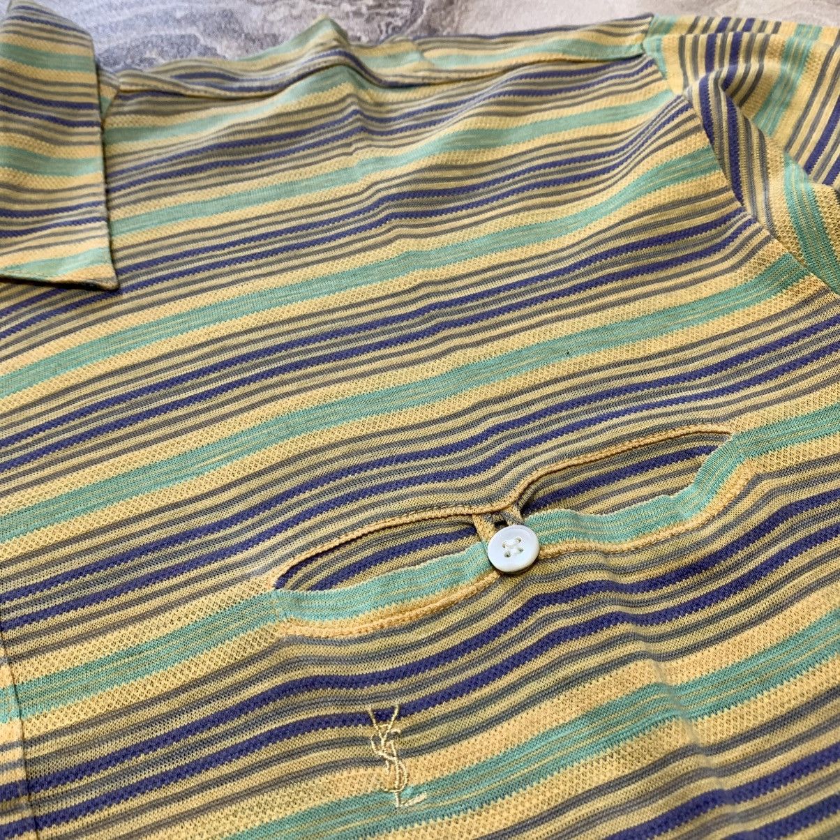 Yves Saint Laurent Vtg 90s Yves Saint Laurent Tricots Stripe Polos Pocket Size US L / EU 52-54 / 3 - 4 Thumbnail