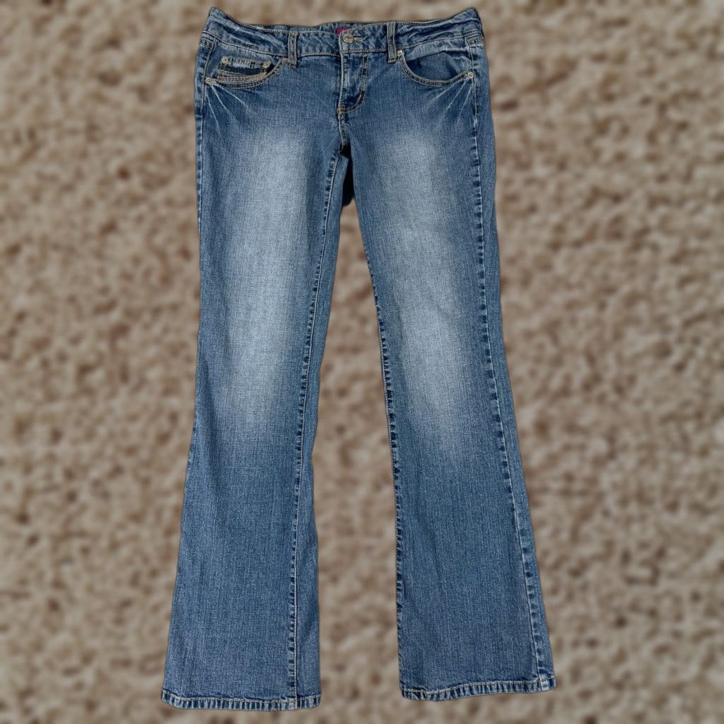 Vintage VINTAGE Fragile Women's Flared Denim Jeans 7 Low Rise Cotton Blend 90s Designer Blue Size 28" / US 6 / IT 42 - 1 Thumbnail
