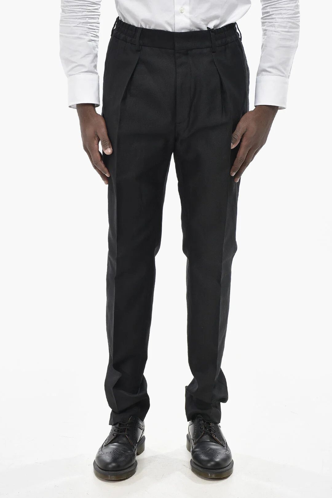 Fendi og1mm0426 Single-Pleat Pant in Black Size US 34 / EU 50 - 1 Thumbnail