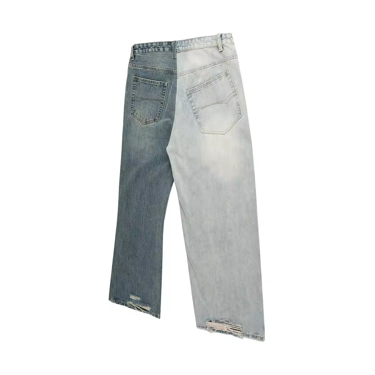 Japanese Brand × Jean Asymmetric Patchwork Drawstring Loose Jeans Size US 32 / EU 48 - 4 Thumbnail
