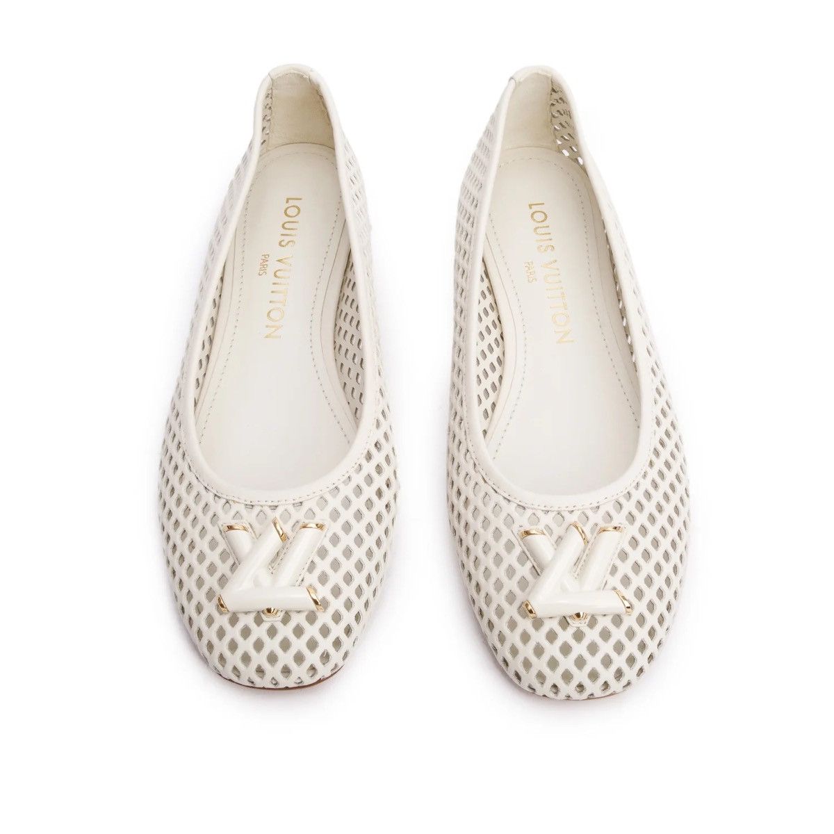 Louis Vuitton LOUIS VUITTON White Perforated Calf Leather Shake Flat Size US 6 / IT 36 - 1 Thumbnail