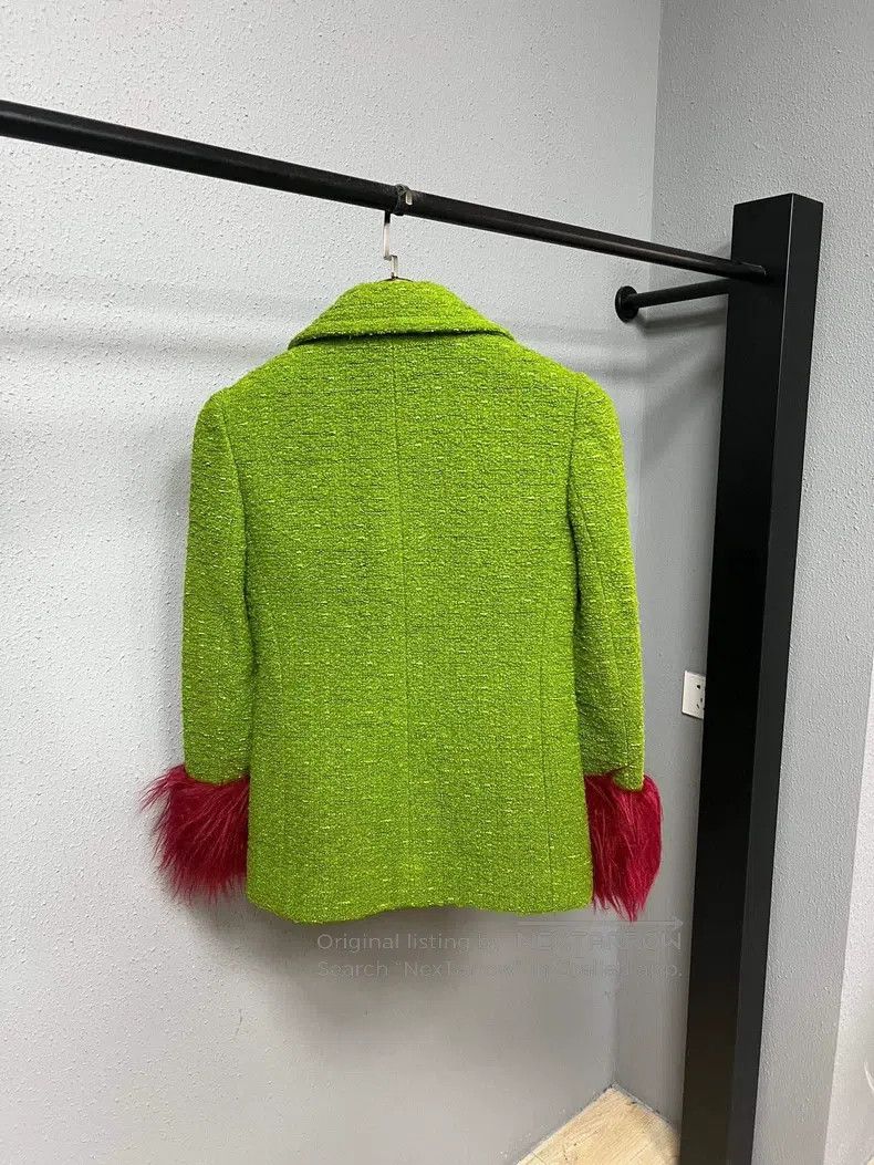 Saint Laurent Paris Saint Laurent Paris Green and Gold Coarse Tweed Jacket wit Size XS / US 0-2 / IT 36-38 - 2 Thumbnail