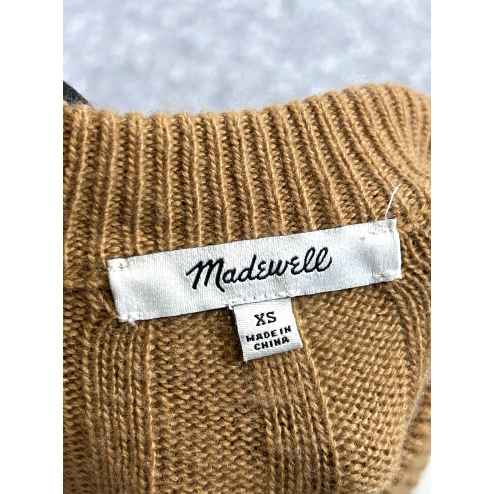 Madewell Madewell Sweater Dress Womens XS Beige Brown Knit Bodycon Crew Neck Long Sleeve Pullover Wool Solid Casual Knee Length Size XS / US 0-2 / IT 36-38 - 3 Thumbnail