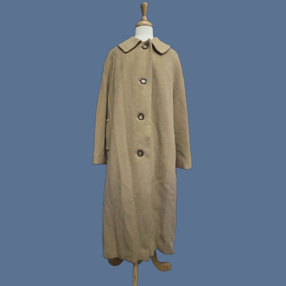 Camel VINTAGE UnionMade Coat Women's Long Camel Beige 100% Cashmere L/XL 1950s Size L / US 10 / IT 46 - 1 Thumbnail