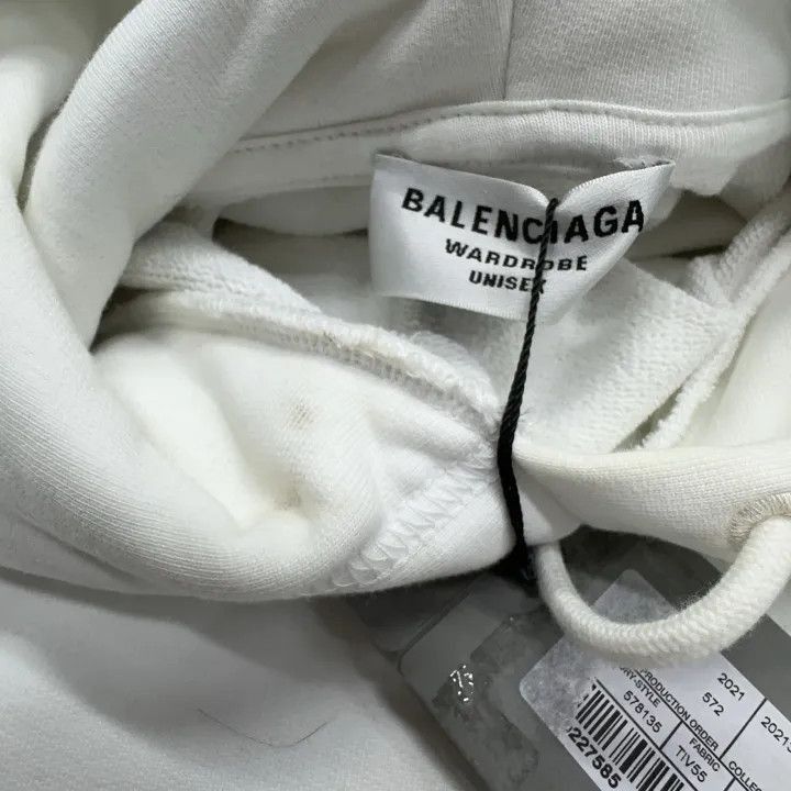 Balenciaga Balenciaga Balenciaga White Medium Fit Hoodie -2507 Size US M / EU 48-50 / 2 - 7 Thumbnail