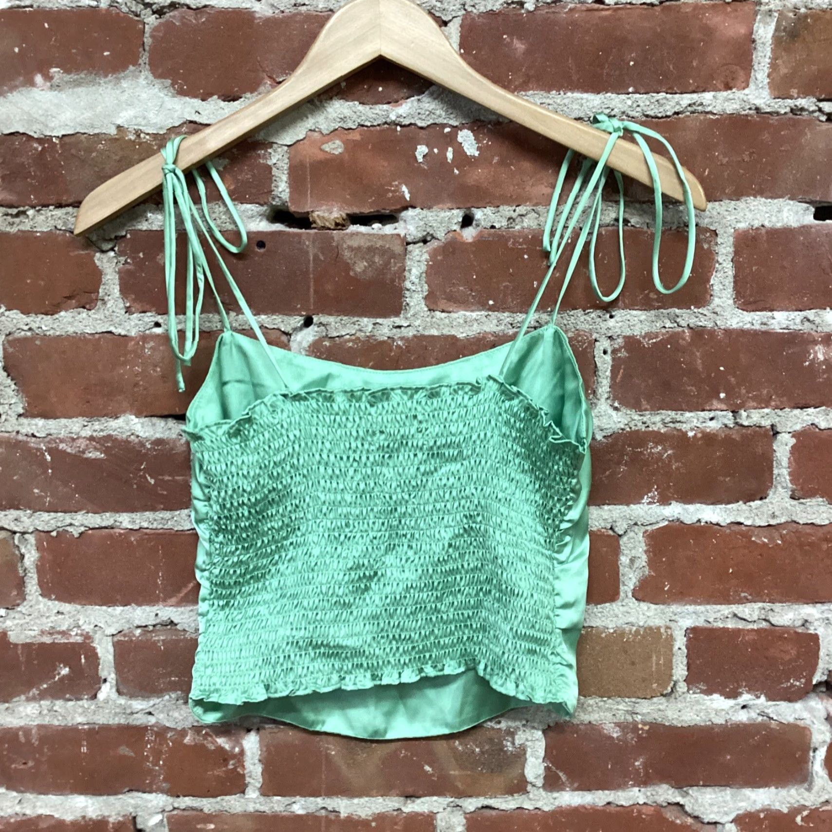 Urban Outfitters Urban Outfitters Shirt Womens S Green Tank Top Sleeveless Cropped Solid Rayon Spandex Beach Summer Slim Womens Size S / US 4 / IT 40 - 3 Thumbnail