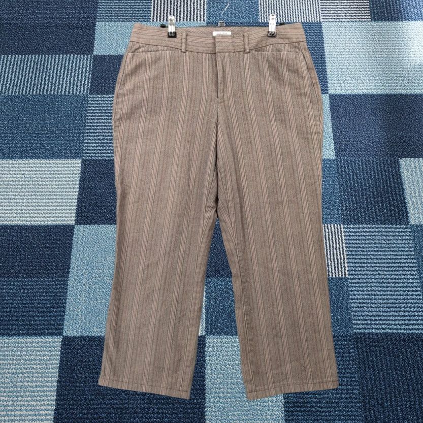 Dockers DOCKERS Womens 12P Petite Metro Mid Rise Straight Striped Cropped Dress Pants Brown Size 34" / US 12 / IT 48 - 1 Thumbnail
