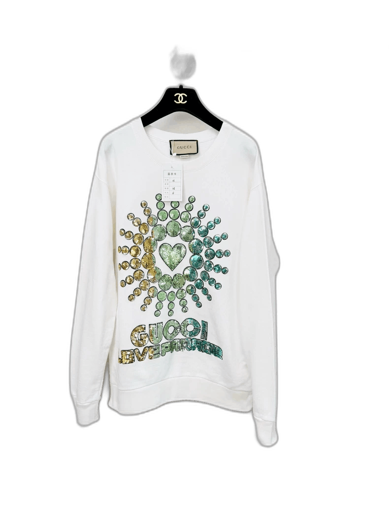Gucci Gucci White Sweatshirt with Gem Design Size XS / US 0-2 / IT 36-38 - 1 Thumbnail
