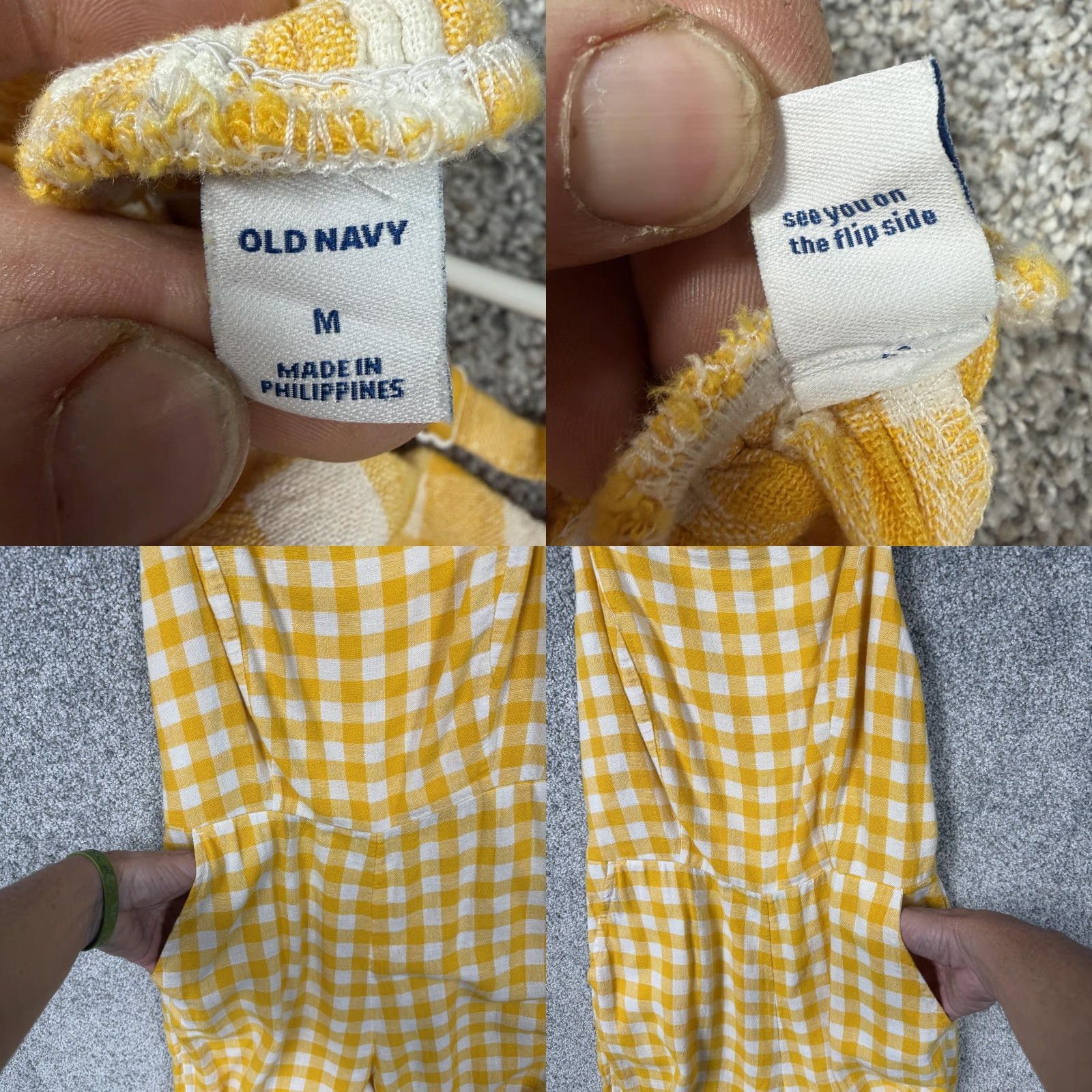 Old Navy Old Navy Jumpsuit Womens M Yellow Gingham Plaid Wide Leg Coastal Academia NWT Size 32" / US 10 / IT 46 - 8 Thumbnail