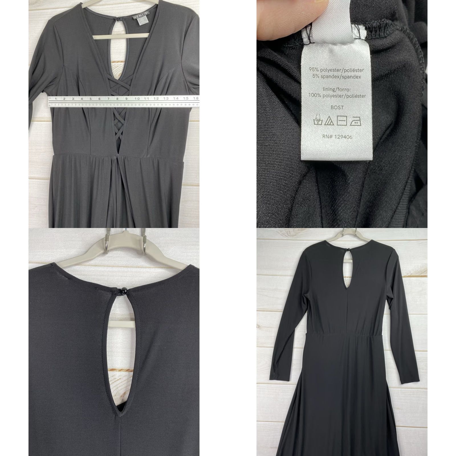 Venus Venus Womens Black Maxi Romper Dress M Overlay w/Shorts Witchy Vamp Goth Stretch Romper Dress Size M / US 6-8 / IT 42-44 - 8 Thumbnail