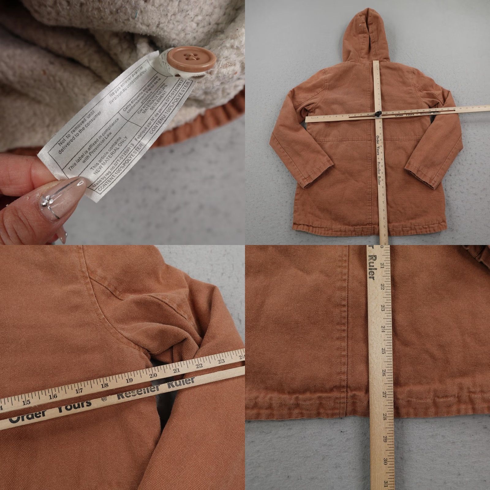 Billabong Billabong Jacket Womens Small Brown Canvas Sherpa Lined Parka Zip Up Cotton Barn Coat Size S / US 4 / IT 40 - 8 Thumbnail