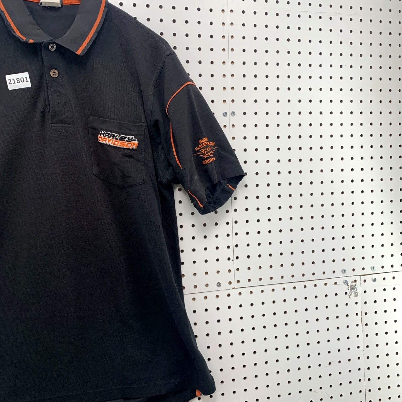 Harley Davidson Harley-Davidson Motorcycle Pocket Polo Shirt Black Orange Mens Large 22x31 Size US L / EU 52-54 / 3 - 4 Thumbnail