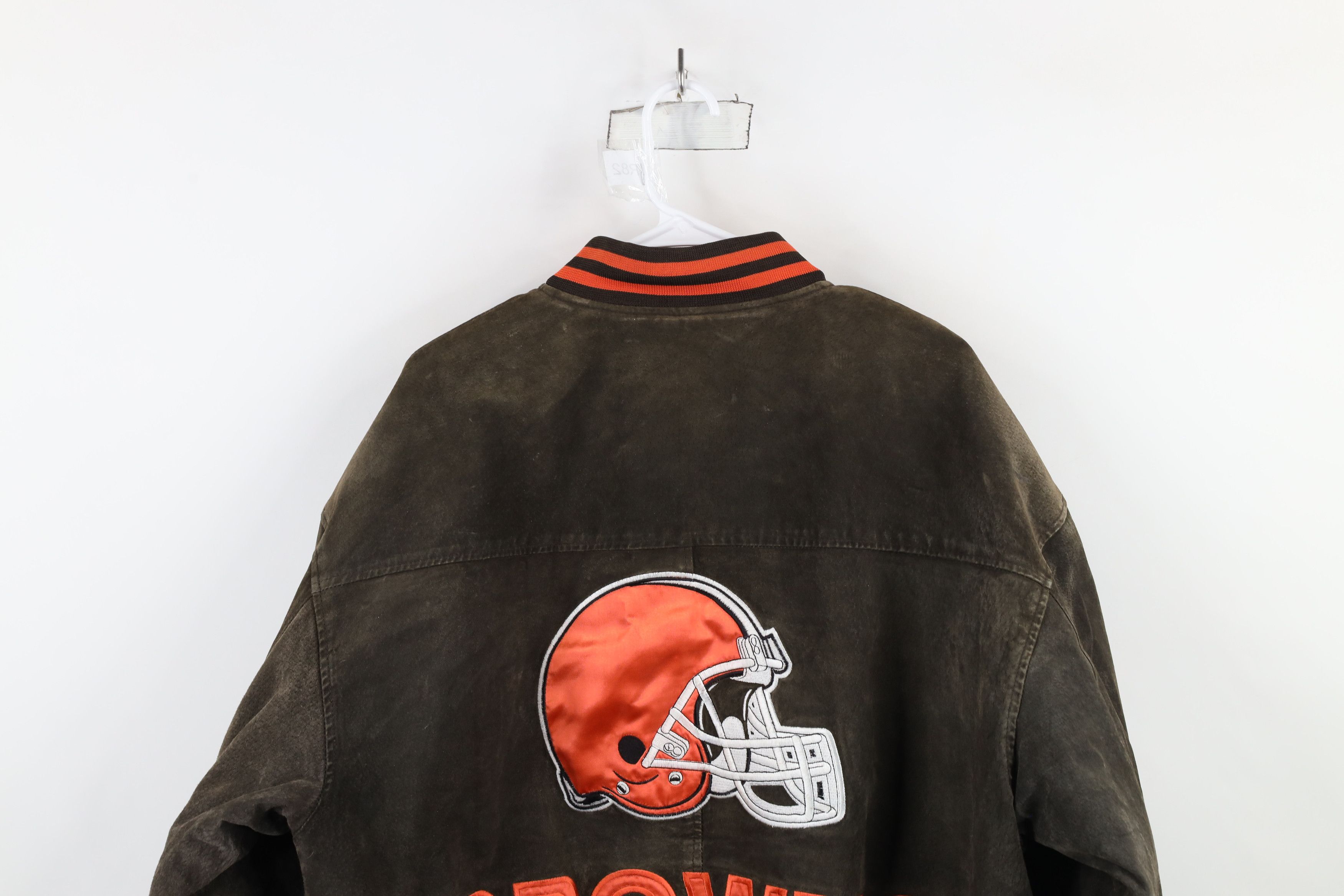 Vintage Vintage 90s Cleveland Browns Football Suede Leather Jacket Size US L / EU 52-54 / 3 - 14 Thumbnail