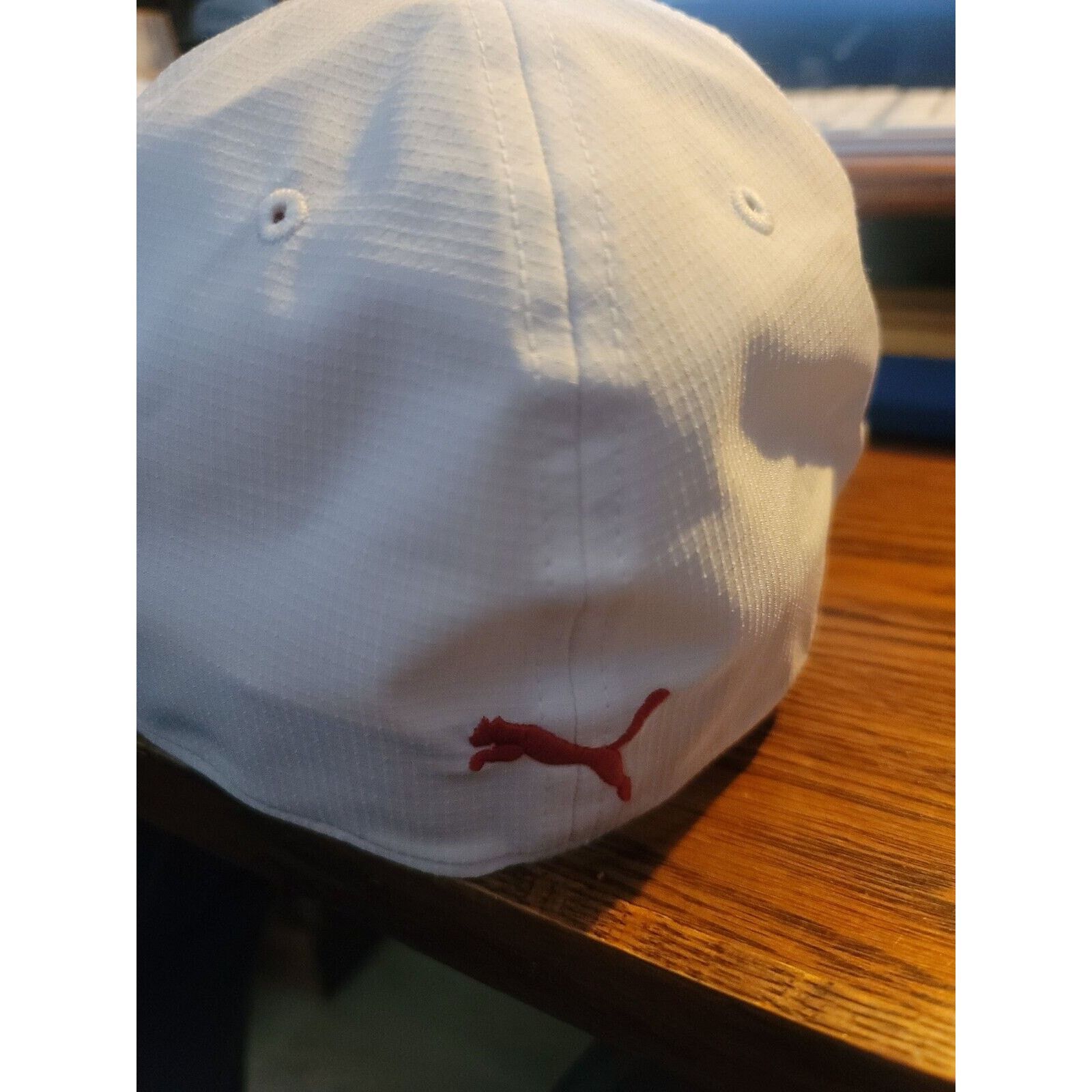 Puma Puma White With Red Logo Hat Cap Men's Size L/XL Stretch New Size ONE SIZE - 2 Thumbnail