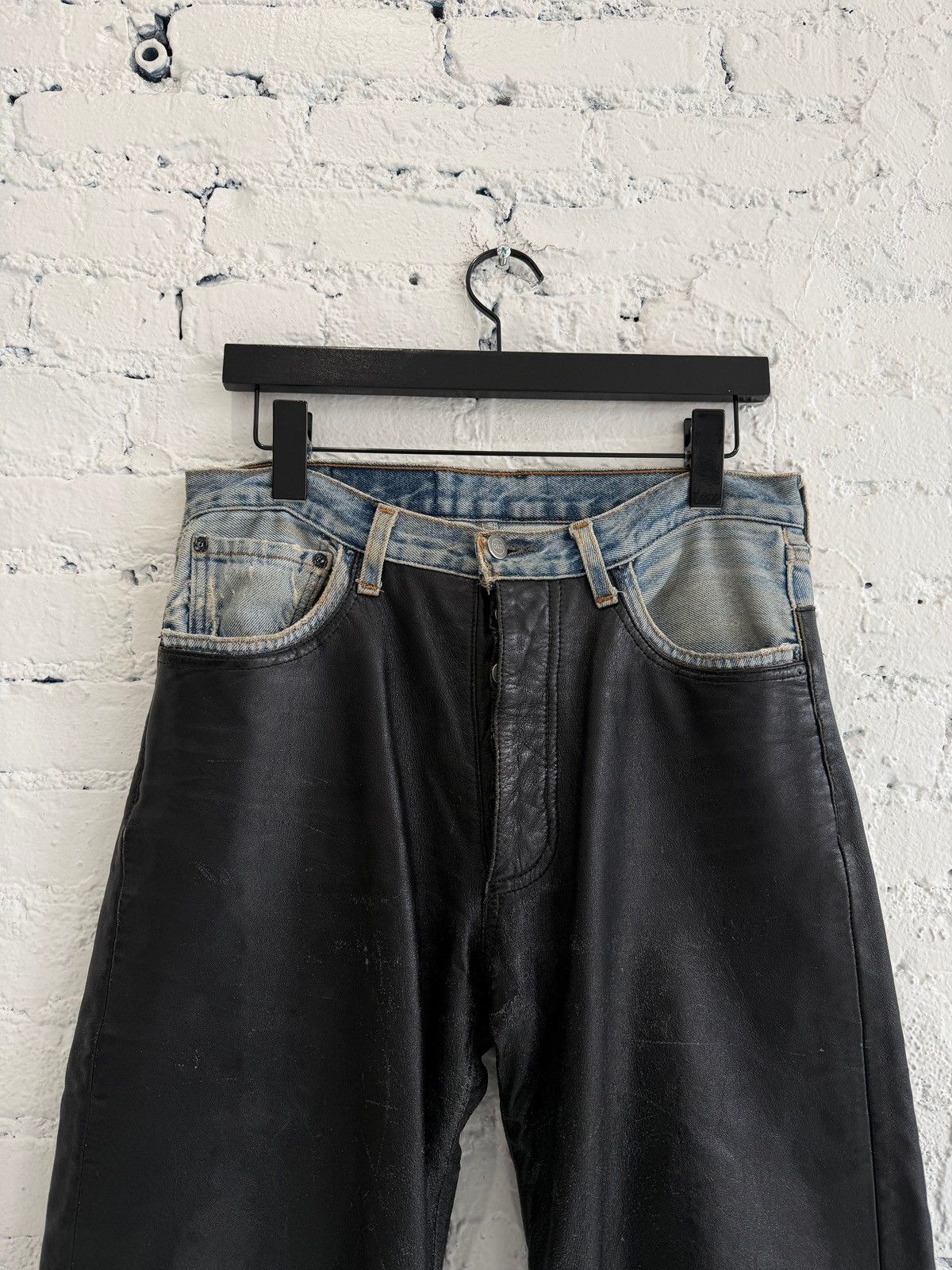 Maison Margiela AW04 MAISON MARTIN MARGIELA ARTISANAL LEATHER COVERED DENIM Size US 32 / EU 48 - 2 Thumbnail