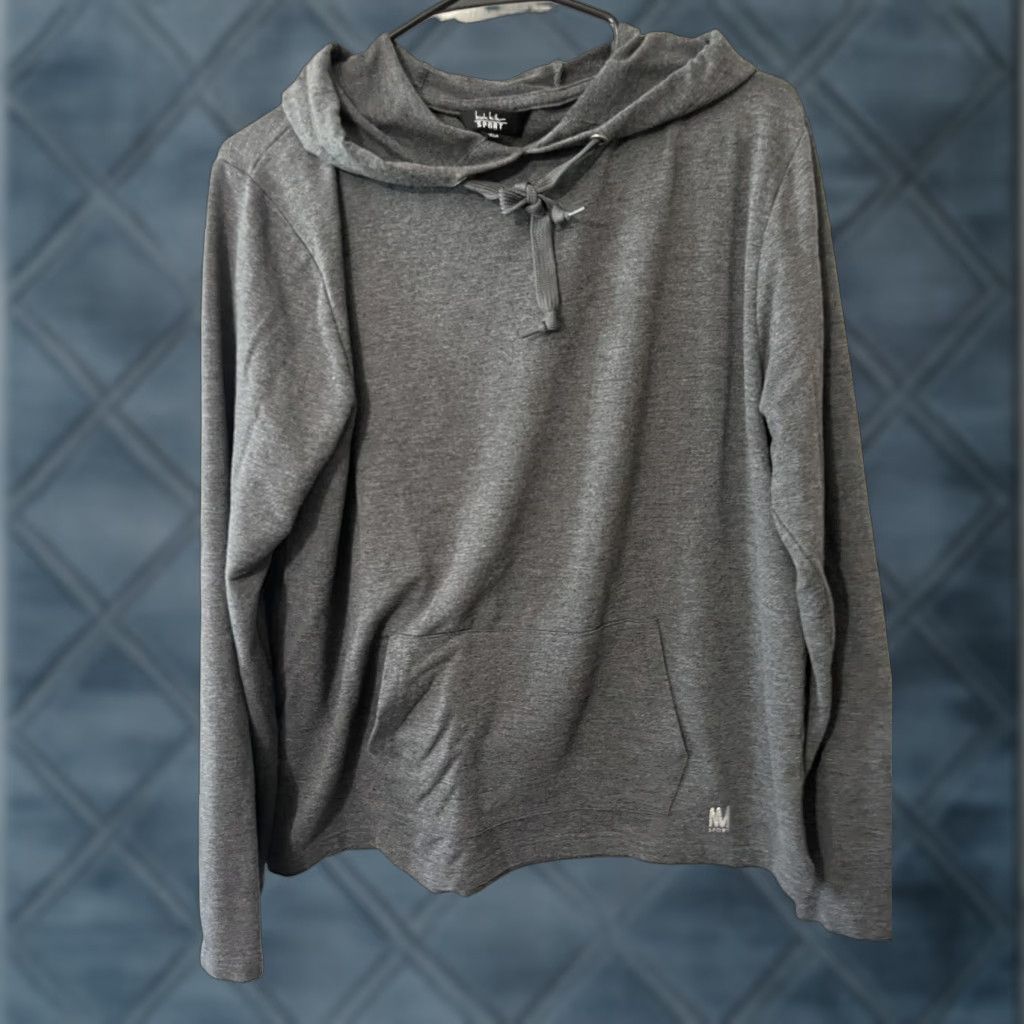 Nicole Miller NICOLE MILLER NEW YORK Active Womens Hoodie Size L Cropped Gray Thumb Holes Pullover Hooded Logo Athletic Modern City Outdoor Sports Size L / US 10 / IT 46 - 1 Thumbnail