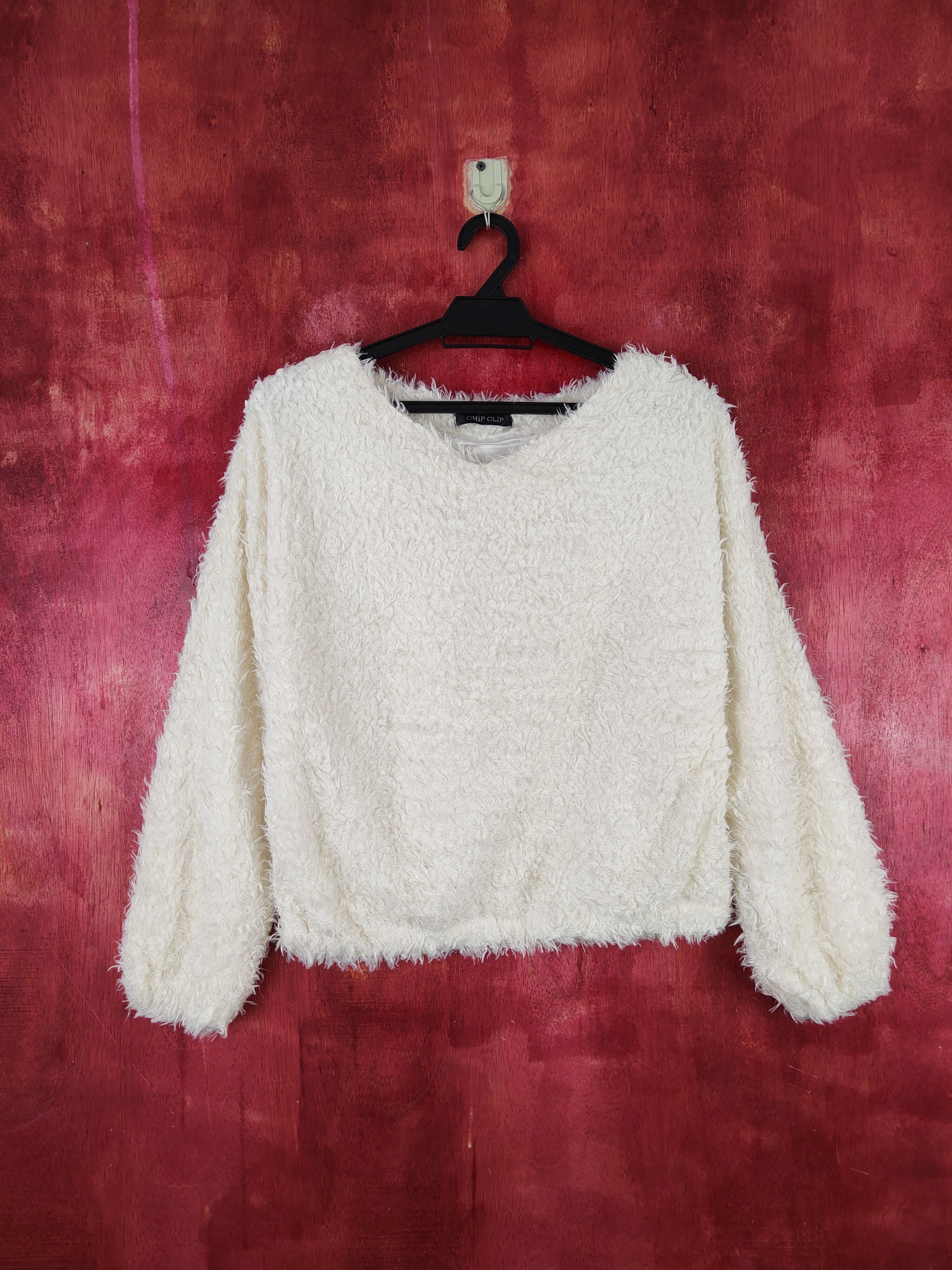 Japanese Brand × Vintage Chip Clip Ivory Shag Shaggy Fur Mohair Knitwear #S191905 Size M / US 6-8 / IT 42-44 - 1 Thumbnail
