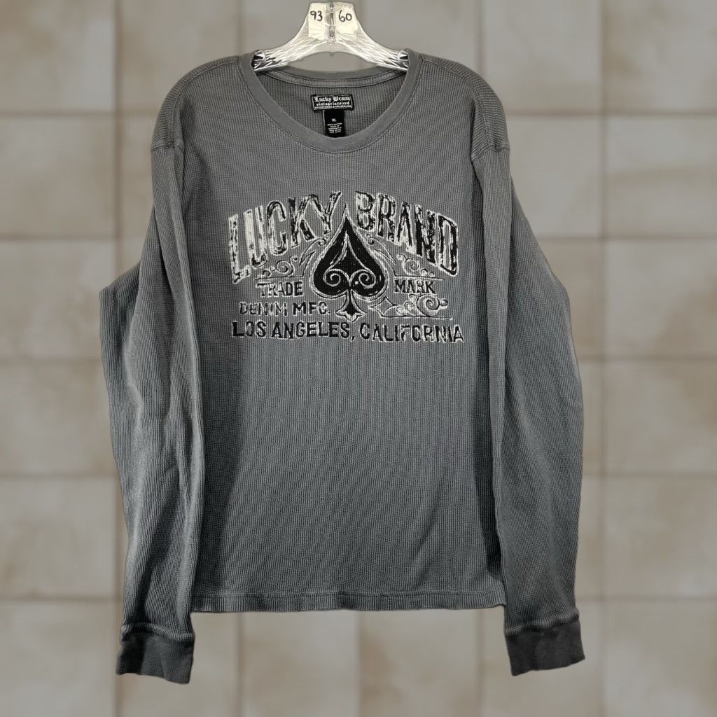 Lucky Brand VINTAGE Lucky Brand Thermal Long Sleeve Shirt Mens XL Gray Skate Grunge Y2K Size US XL / EU 56 / 4 - 1 Thumbnail