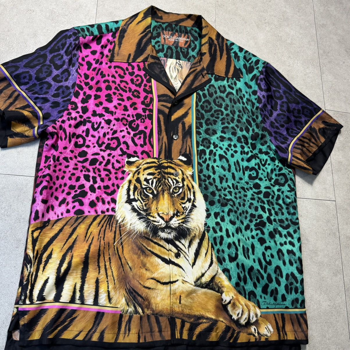 Dolce & Gabbana Dolce&Gabbana Tiger Leopard Color Block Shirts Size US M / EU 48-50 / 2 - 2 Thumbnail