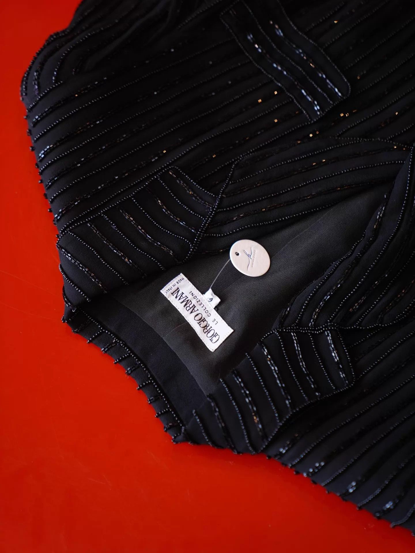 Armani Giorgio Armani Black Silk Beaded Jacket Italian 6 Mint Size M / US 6-8 / IT 42-44 - 5 Thumbnail