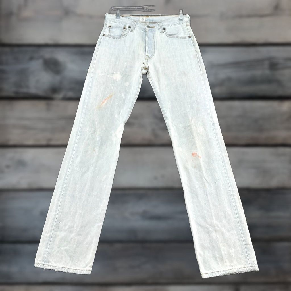 Levi's VINTAGE Levi's 501 Jeans Mens 30x34 Blue Regular Straight Light Wash Distressed 90s Y2K Size US 30 / EU 46 - 1 Thumbnail
