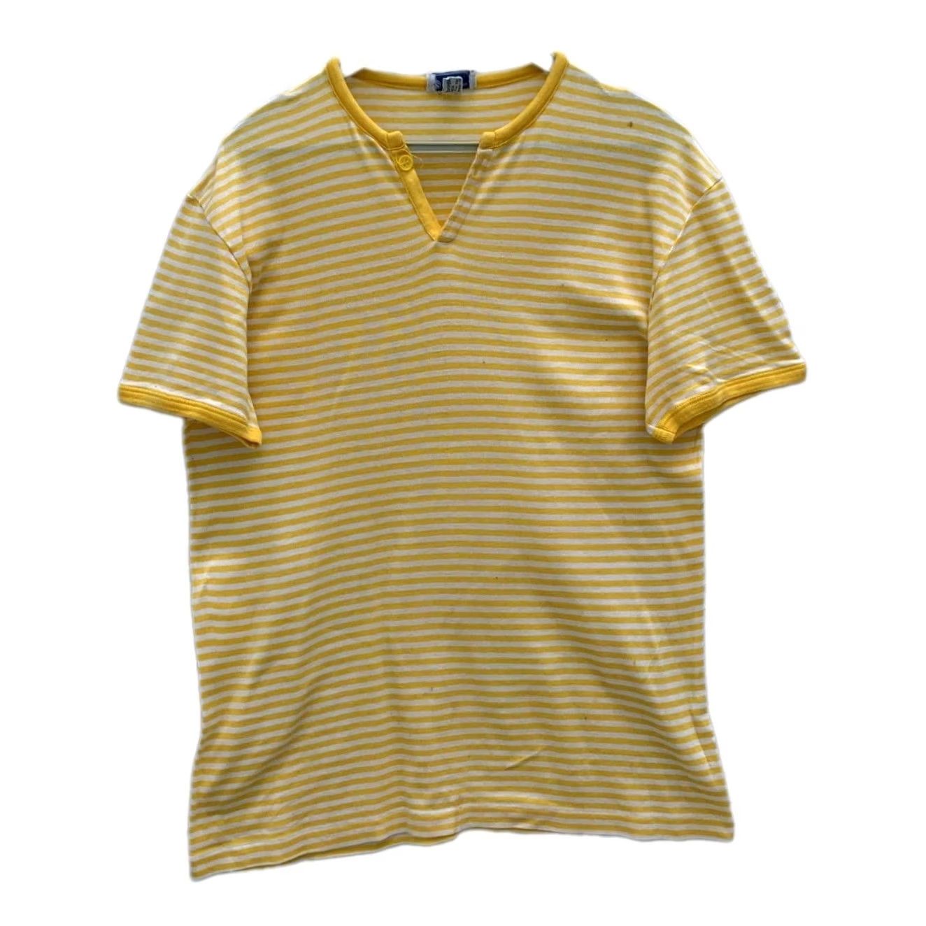 Ermenegildo Zegna VINTAGE Ermenegildo Zegna Striped Henley Shirt Mens S Yellow White Made in Italy Size US S / EU 44-46 / 1 - 2 Thumbnail