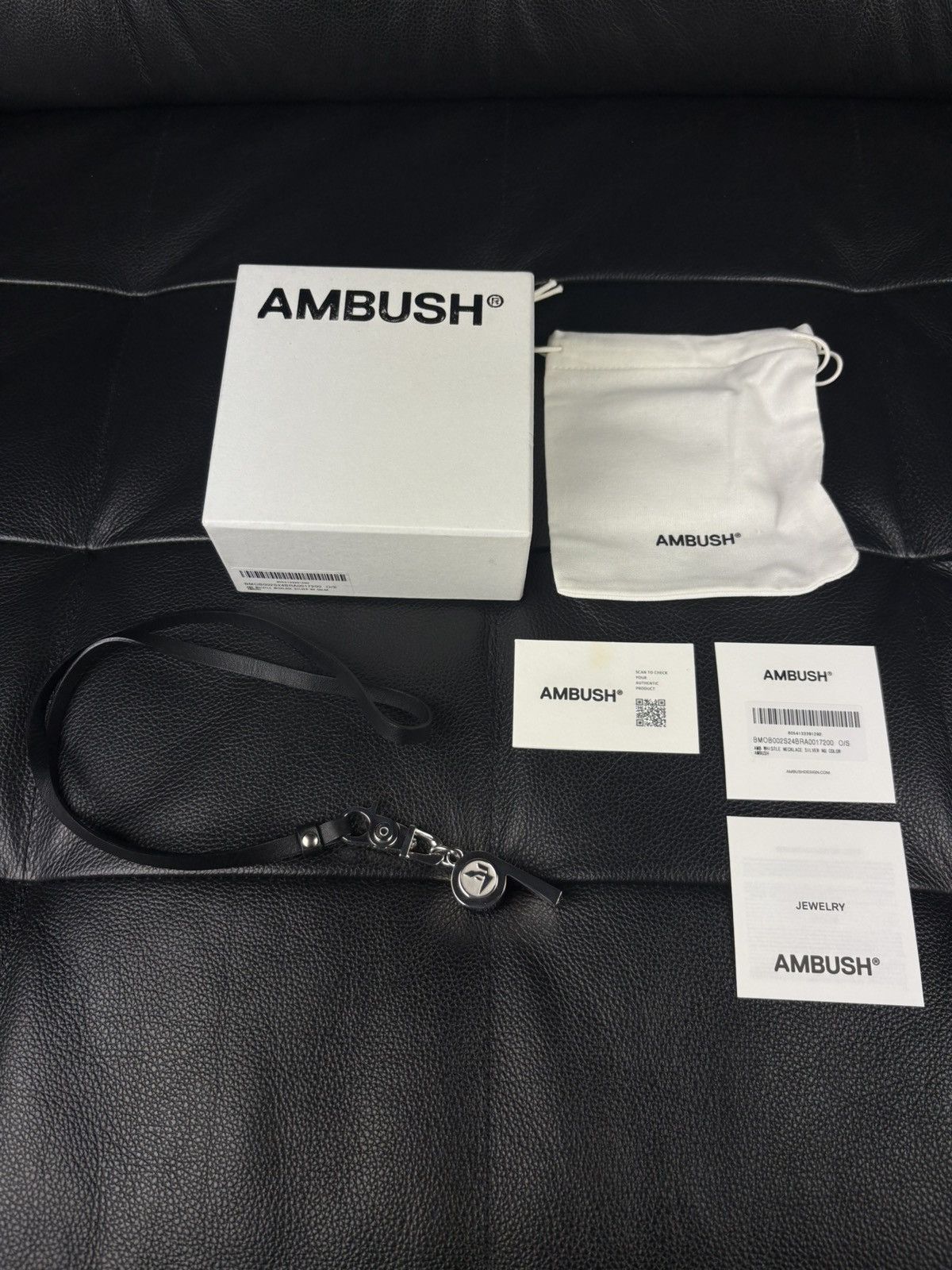 Ambush Design AMBUSH heavy whistle leather necklace on leather strap Size ONE SIZE - 5 Thumbnail