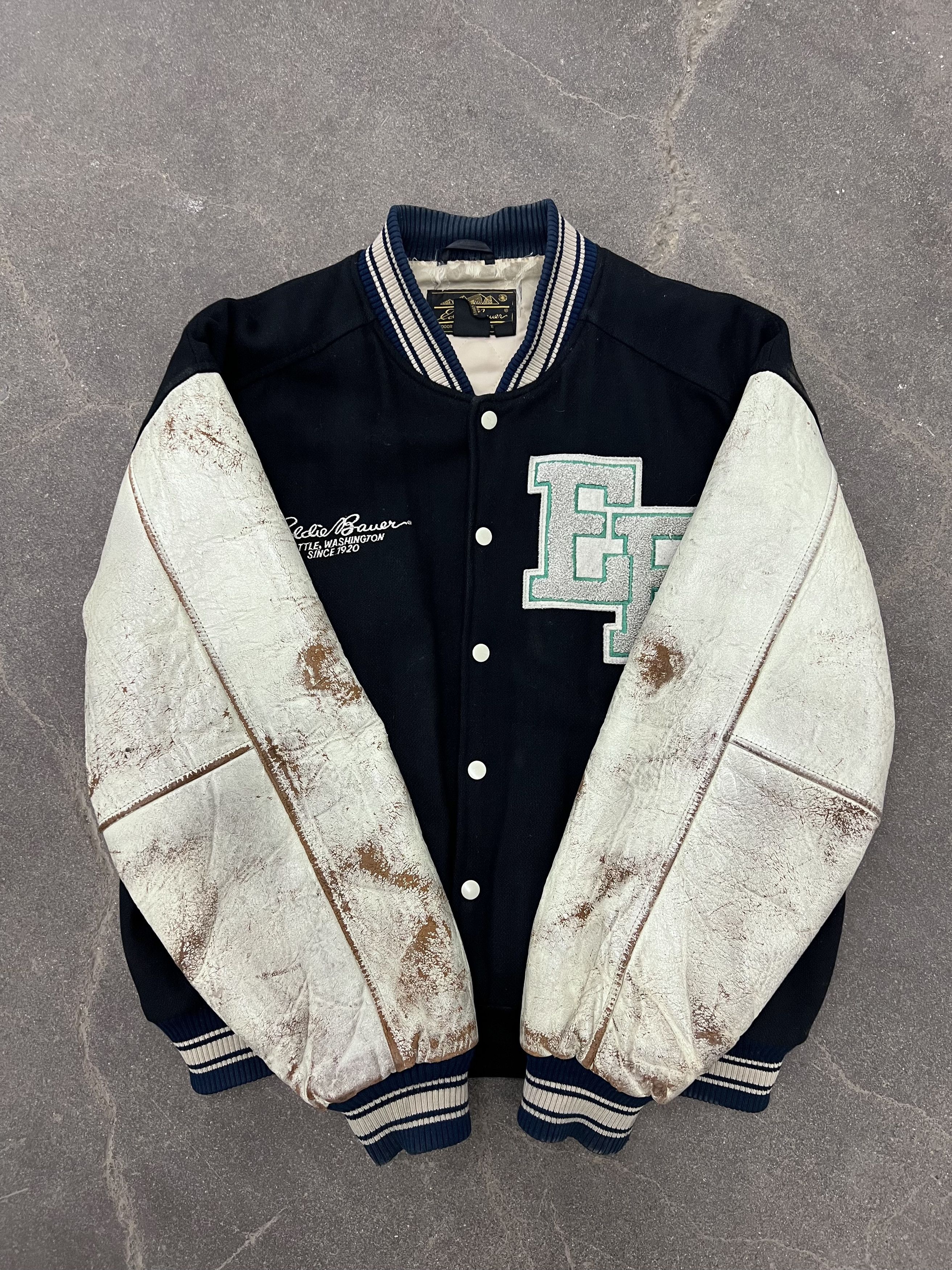 Eddie Bauer × Vintage VTG 1980's/1990's Eddie Bauer Letterman Varsity Jacket Size US XL / EU 56 / 4 - 5 Thumbnail