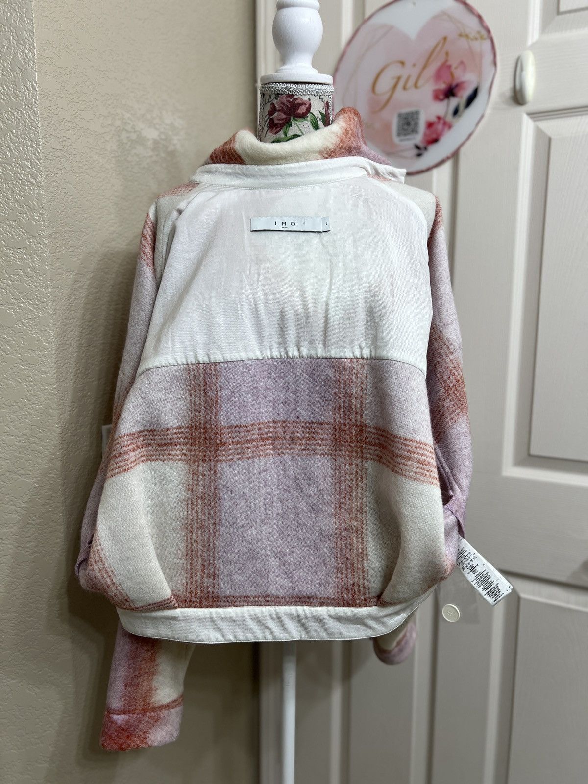 Iro IRO paris wool and cotton pink and cream plaid jacket size 8 Size M / US 6-8 / IT 42-44 - 5 Thumbnail