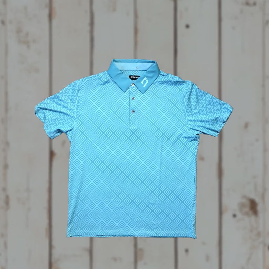 Vintage Druids Polo Shirt Mens XL Blue Geometric Pattern Golf Performance Lightweight Top Size US XL / EU 56 / 4 - 1 Thumbnail