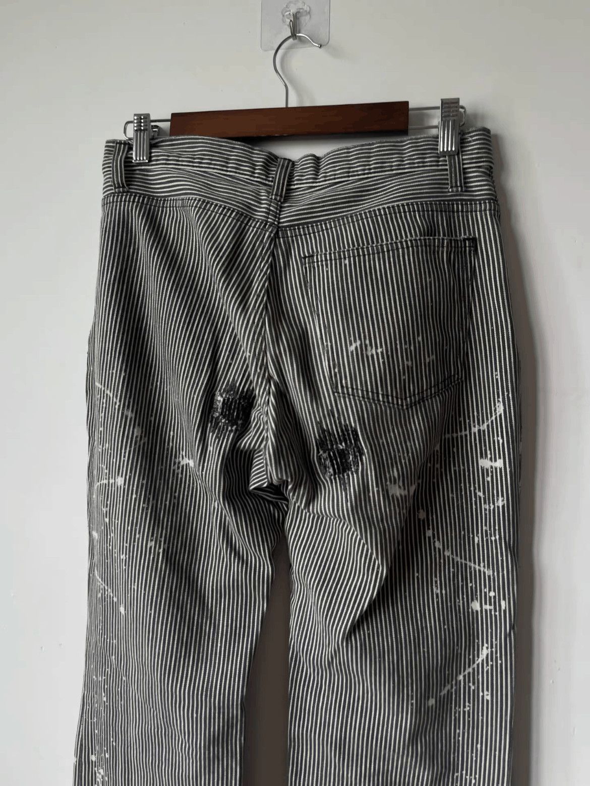 Number (N)ine Sz 2 Number Nine 01AW Distressed Stripe Denim Size US 28 / EU 44 - 8 Thumbnail