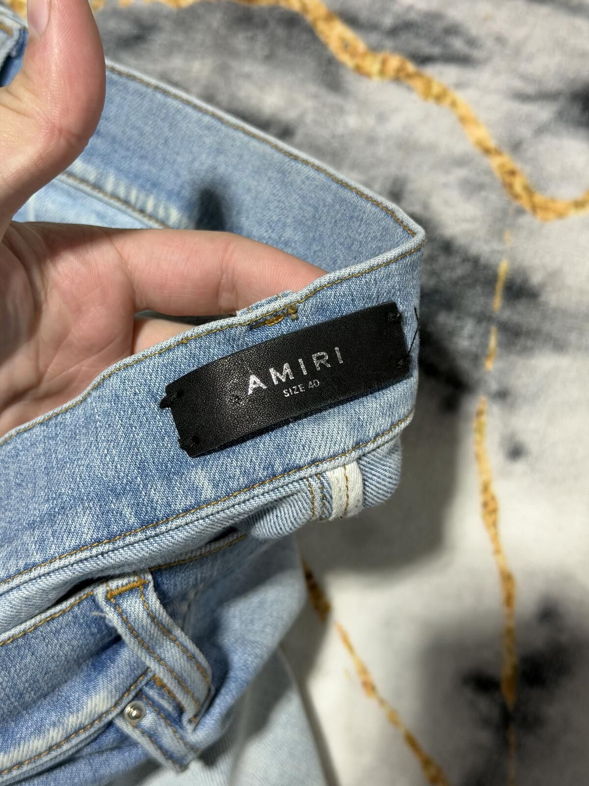 Amiri Amiri MX1 Green/Grey Camo Patch Indigo Denim - Sz40 Size US 40 / EU 56 - 5 Thumbnail